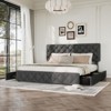 Bed Frame with 4 Storage Drawers, Faux Leather Upholstered Platform Bed Frame with Adjustable Headboard - 3 of 4