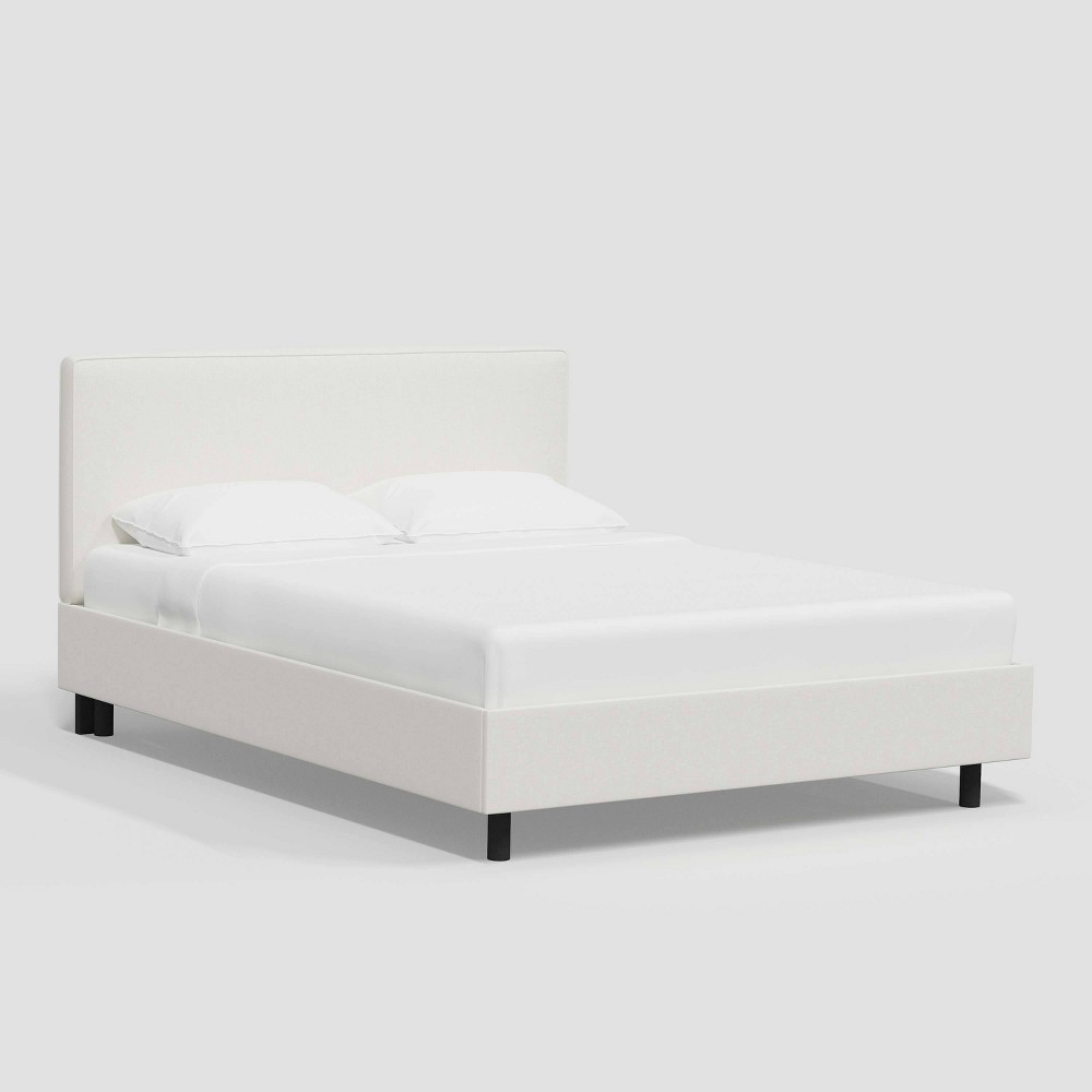 Photos - Wardrobe Queen Kelsey Platform Bed in Textured Linen Zuma White - Threshold™: Pine