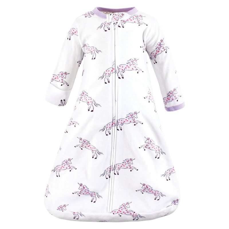 Hudson Baby Infant Girl Cotton Long-Sleeve Wearable Sleeping Bag, Sack, Blanket, Floral Unicorn Long Sleeve, 3 of 5