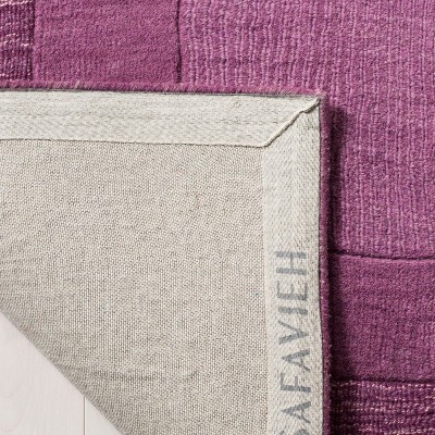 Fuchsia and Purple 6' Square Handmade Wool Rug