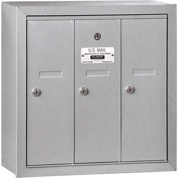 Salsbury Industries Vertical Mailbox (Includes Master Commercial Lock) - 3 Doors - Aluminum - Surface Mounted - Private Access
