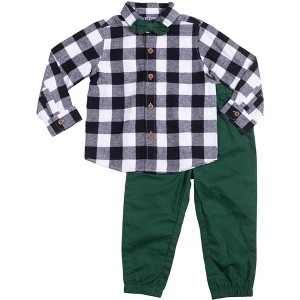 Little Lad Infant Boy's 3-Piece Plaid Shirt and Pants Set - 1 of 1