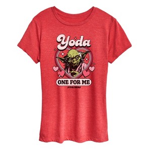Women's - Star Wars - Valentine Yoda One For Me Short Sleeve Graphic T-Shirt - 1 of 4