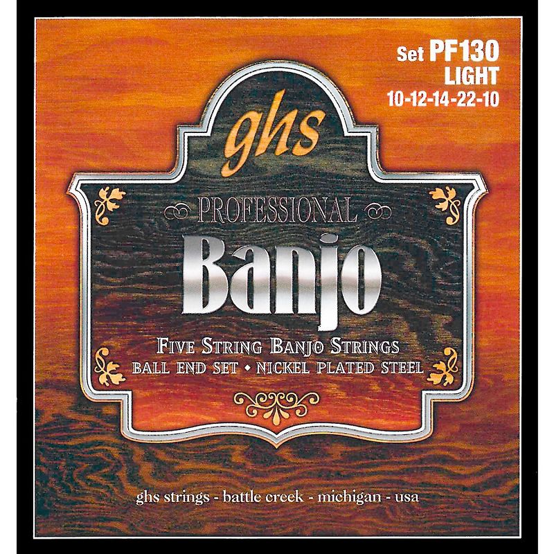 GHS PF130 Nickel Ball End 5-String Banjo Strings, 1 of 2