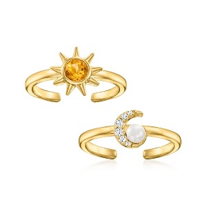 Ross-Simons 3mm Cultured Pearl and .25 ct. t.w. Multi-Gemstone Jewelry Set: 2 Celestial Toe Rings in 18kt Gold Over Sterling Size Adjustable - 1 of 4