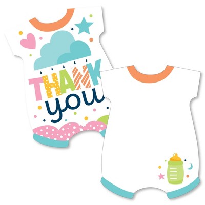 Big Dot of Happiness Colorful Baby Shower - Shaped Thank You Cards - Gender Neutral Party Thank You Note Cards with Envelopes - Set of 12