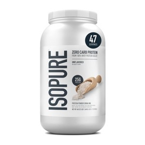 Isopure Protein Powder, Whey Protein Isolate Powder, 25g Protein, Zero Carb & Keto Friendly, No Added Colors/Flavors/Sweeteners, Unflavored - 1 of 4