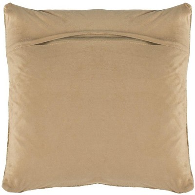 Beige and Gold Striped Cowhide Throw Pillow 20" x 20"