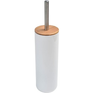 Evideco French Home Goods Modern Toilet Brush and Holder Set with Bamboo Lid - 1 of 4