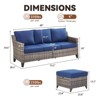 Belord 3-Piece Outdoor Sofa Set, Wicker Patio Furniture with Cushions and Multifunctional Ottoman, All-Weather Conversation Set for Balcony Porch - 3 of 4