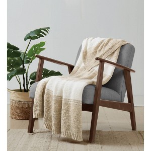 Brooklyn Loom 50"x70" Feathered Throw Ombre Beige - 1 of 4