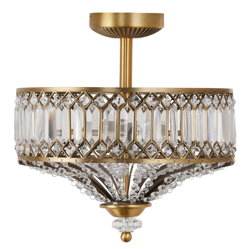 Photos - Chandelier / Lamp 15.25" Glass/Metal Tiered Jeweled Semi Flush Mount Ceiling Lights - River