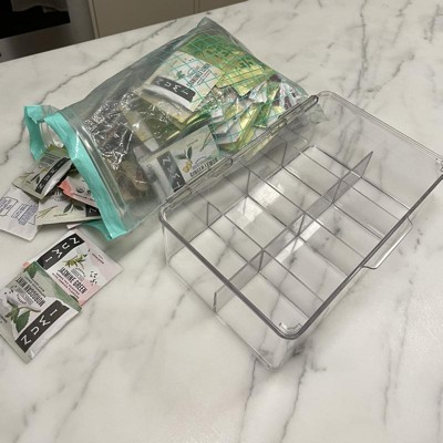 Mdesign Plastic Stackable Tea Bag Storage Bin Organizer With Hinge Lid, 2  Pack - Clear, 7.25 X 10.55 X 3.55 : Target