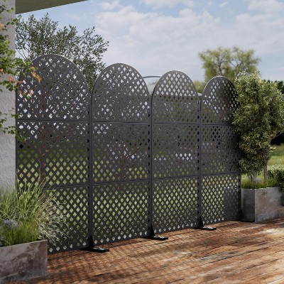 Lirago Metal Outdoor Privacy Screen Arched Top Freestanding Patio Decorative Screens - 72"x35", Black