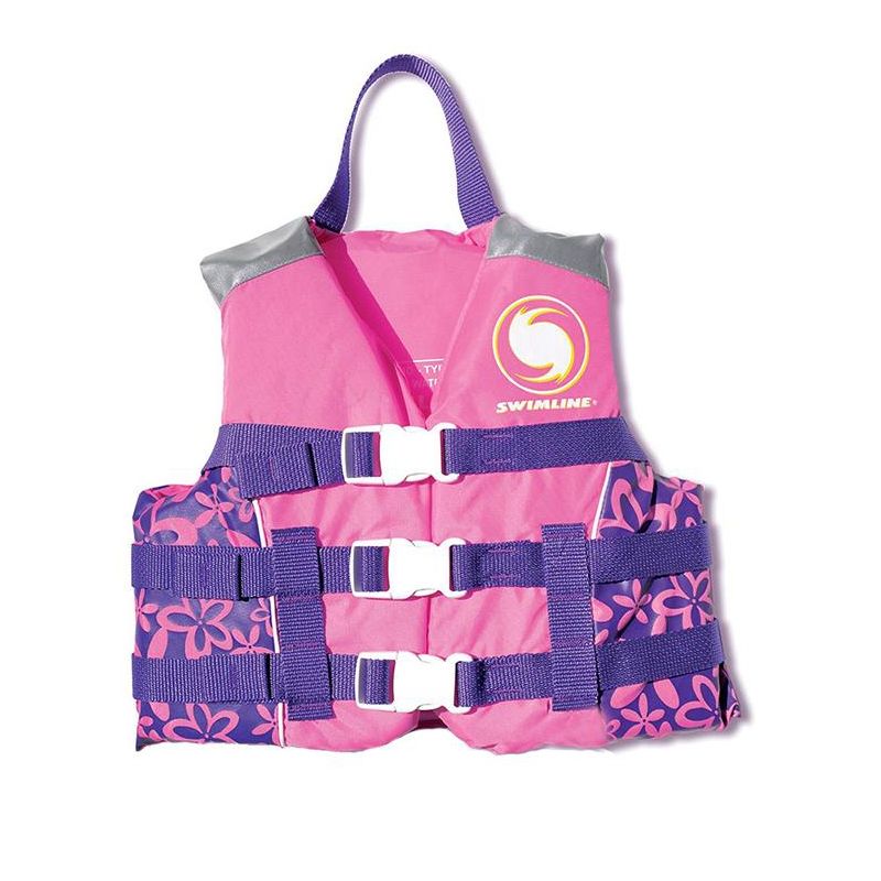 Swimline Children's USCG Approved Swimming Pool Floral Vinyl Life Vest - Pink/Purple - XS, 1 of 2
