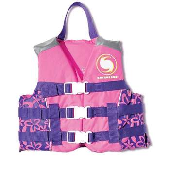 Swimline Children's USCG Approved Swimming Pool Floral Vinyl Life Vest - Pink/Purple - XS