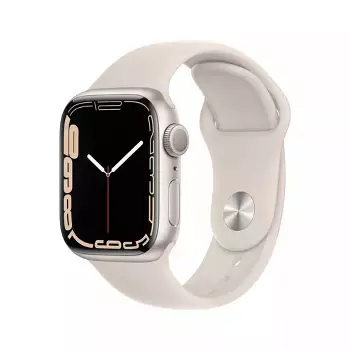 Apple Watch 7 Gps + Cellular, 45mm Silver Stainless Steel Case With Starlight Sport Band : Target