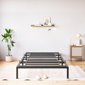 6 Inch Queen Bed Frame, Heavy Duty Metal Platform, Under-Bed Storage and Steel Slats Support, Noise Free, No Box Spring Required,Black - 1 of 4