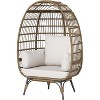 Oversized Wicker Egg Chair with Metal Stand, Waterproof & UV Resistant, Thick Removable Cushion, Indoor Outdoor Patio Lounge - 3 of 4