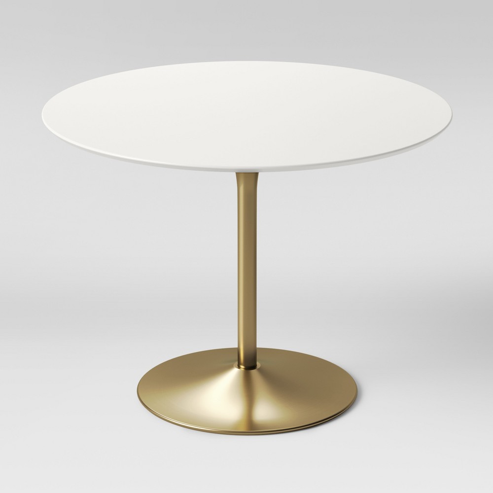 Photos - Dining Table Braniff Round  Metal Base Brass - Threshold™