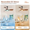 Sofucor Wood Ceiling Fans with Lights and Remote Noiseless Reversible DC Motor 3 Blades for Farmhouse Patio Living Room Bedroom Office Indoor Outdoor - 4 of 4