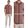 INSPIRE CHIC Men's Striped Knitted Summer Short Sleeves Button Down Jacquard Polo Shirts - 4 of 4