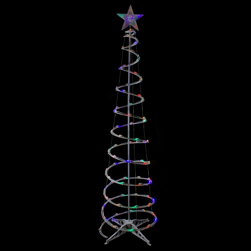 Northlight 6ft LED Lighted Spiral Cone Tree Outdoor Christmas Decoration, Multi Lights, 3 of 5