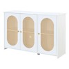 Okak Rustic Decorative Rattan Doors Sideboard Cabinet with Adjustable Shelves for Dining Room - 2 of 4