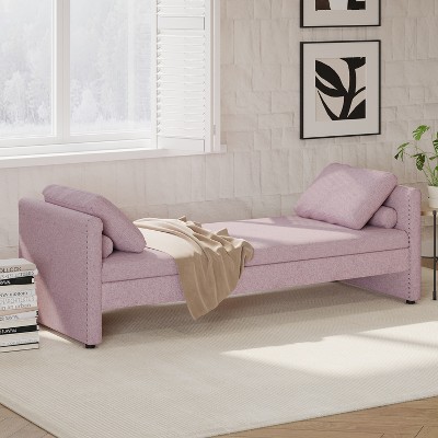 Modern Linen Fabric Upholstered Chaise Lounge, Small Single Daybed - ModernLuxe