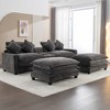 Whisen 112" Modern Design Sectional Sofa Chenille Upholstered Sofa with Ottoman, USB Ports, Cup Holders and Large Storage Box - 3 of 4