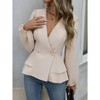 Coolmee Women's Dressy Long Sleeve Blouses Wrap Peplum Work Shirts V Neck Business Tops Elegant Fall Outfits - 4 of 4