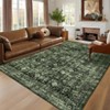 6 x 9 ft Polyester Wool Spinning Brown Rectangular Hallway Bathroom Entryway Kitchen Office Foldable Flower Printed  Washable Area Rug - 2 of 4
