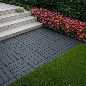 Chic Crate-Interlocking Plastic Deck Tiles – 44 Pack 12In Waterproof Patio Tiles, Balcony Poolside Multi-Use, DARK Grey - 1 of 4
