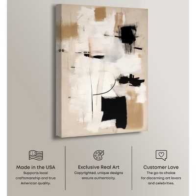 Dreamy II Boho Abstract Black and Beige Canvas Wall Art, 10" x 15"