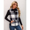 Coolmee Fuzzy Fleece Vest For Women Plaid Sleeveless Jacket with Pockets Warm Fluffy Zip Up Outerwear Coats - 3 of 4