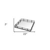 HomeRoots Natural Finish Metal With Mirrored Glass Bottom And Railing Handle Tray - 3 of 4
