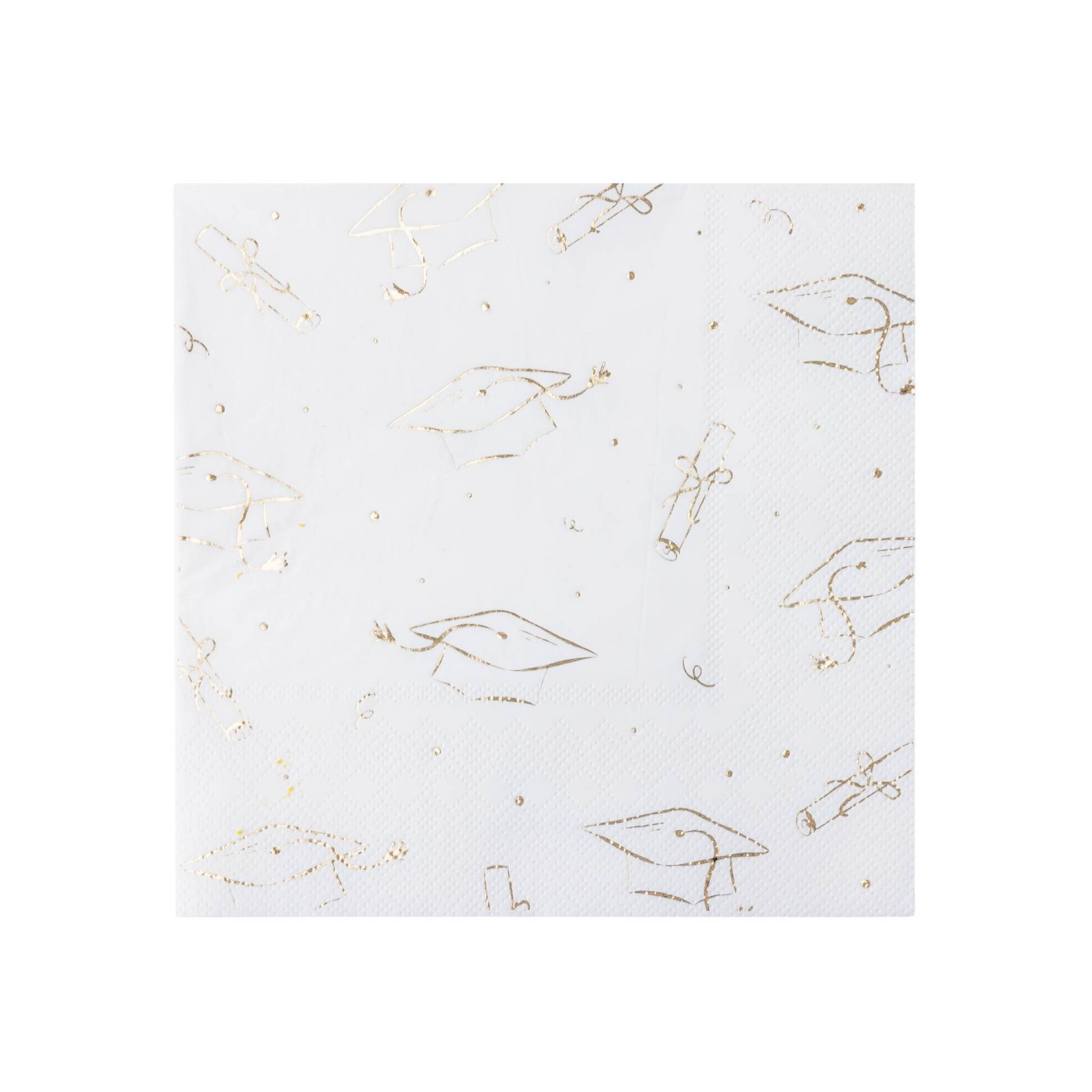 Bonjour Fete 30ct Large White and Gold Graduation Hat Napkins
