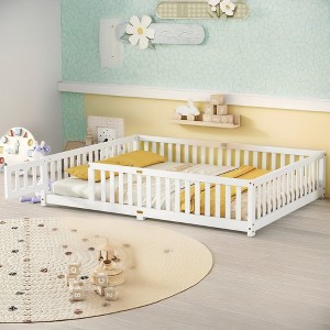 ROOMTEC Floor Bed with Safety Guardrails and Door for Kids - 1 of 4