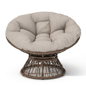 Maliang 40" Wicker Chair with Cloud Thick Density Fabric Cushion, 3-proof Cover, Fluid 360 Degree Swivel - 1 of 4