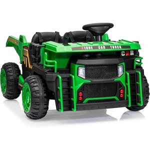 24V Ride-On Dump Truck, 2-Seater Remote Control Construction Car with Electric Dump Bed, Extra Shovel, 2WD/4WD, Music Player  for Kids - 1 of 4
