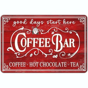 Lomsoe Vintage Christmas Coffee Bar Tin Sign - Kitchen Decor, Tea Bar Accessories, Hot Chocolate Station - 8x12Inch Christmas Gift - 1 of 1
