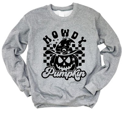Simply Sage Market Women's Graphic Sweatshirt Howdy Pumpkin Checkered
