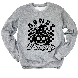Simply Sage Market Women's Graphic Sweatshirt Howdy Pumpkin Checkered - 1 of 4