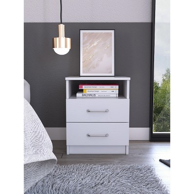 NicBex Nightstand with 2 Drawers,Bedside Table with Wood Frame and Metal Handles,Modern Side Table for Bedroom,Living Room,White/Black/Brown
