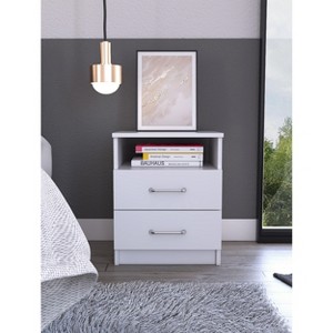 NicBex Nightstand with 2 Drawers,Bedside Table with Wood Frame and Metal Handles,Modern Side Table for Bedroom,Living Room,White/Black/Brown - 1 of 4