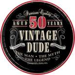 24ct Vintage Dude 50th Birthday Dessert Plates Black