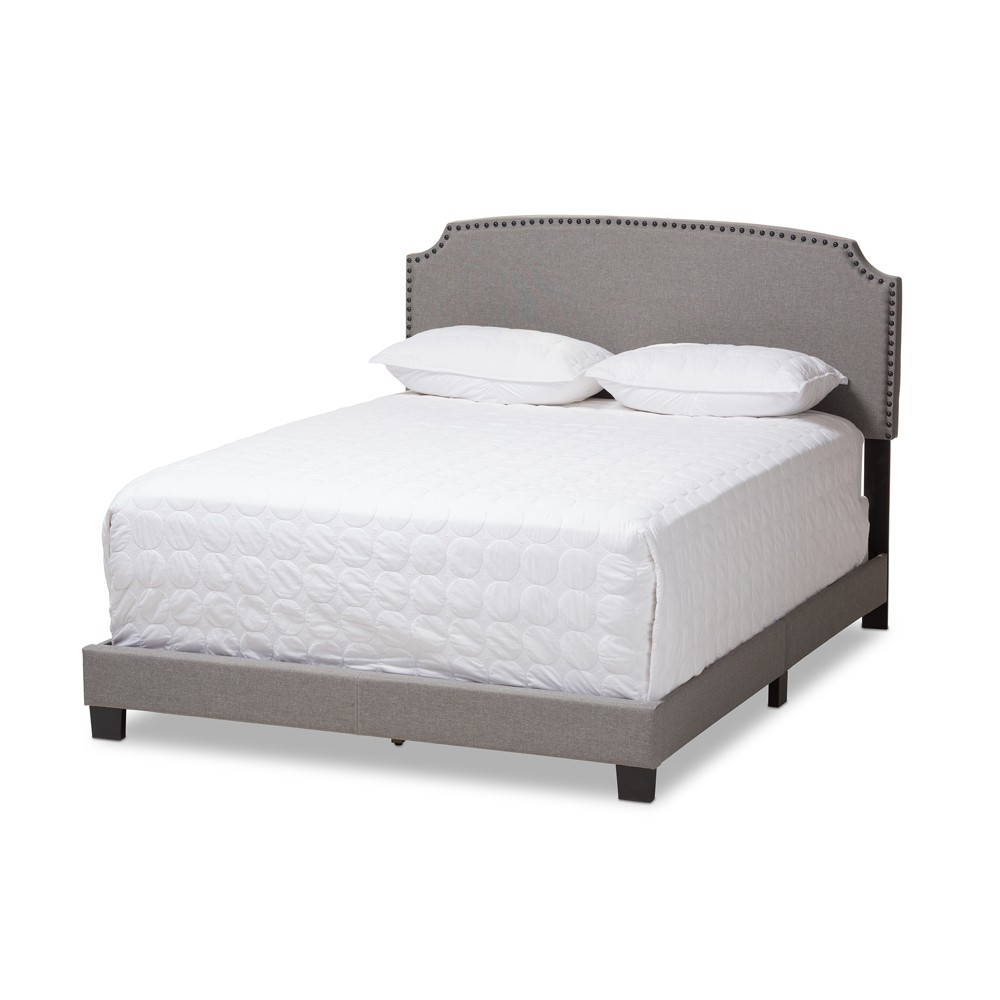 Photos - Bed Frame Queen Odette Modern and Contemporary Fabric Upholstered Bed Light Gray - B