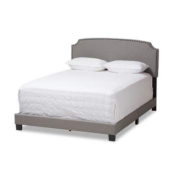 Odette Modern and Contemporary Fabric Upholstered Bed - Light Gray - Baxton Studio