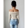 Coolmee Women's Long Sleeve Tops Off Shoulder Top Asymmetrical Hem Slim Fit Blouse Going Out Top - 2 of 4