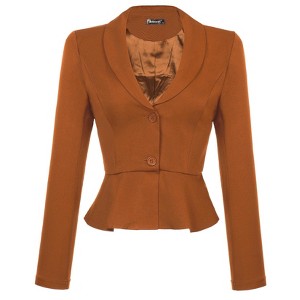 INSPIRE CHIC Women's Vintage Shawl Collar Long Sleeve Ruffle Hem Work Short Blazer - 1 of 4